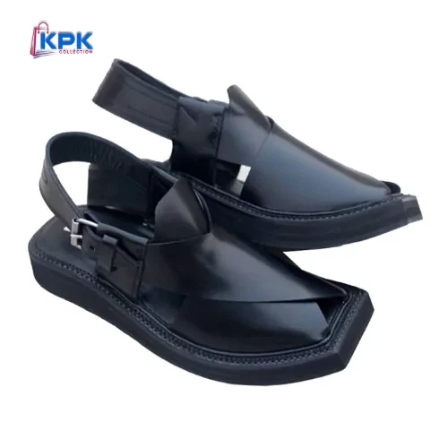 Special Black Leather Handmade Kaptaan Chappal